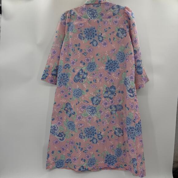 VTG MODELS COAT Womens House Jacket Floral Snap Cotton Size 8 Pockets Midi - Picture 4 of 10